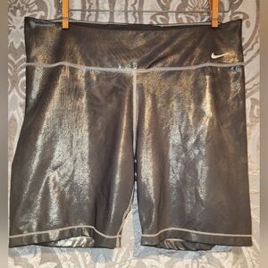 Nike Gray Bike Shorts with Metallic Sheen